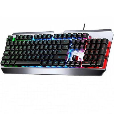 工起 飞利浦铝合金面板有线usb发光游戏机械键盘